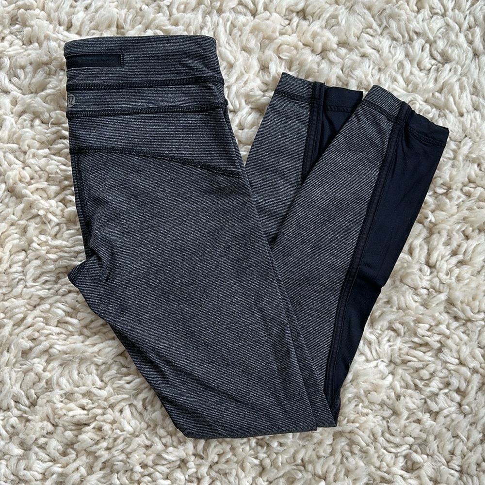 Lululemon Cropped Running Leggings Gray/Black